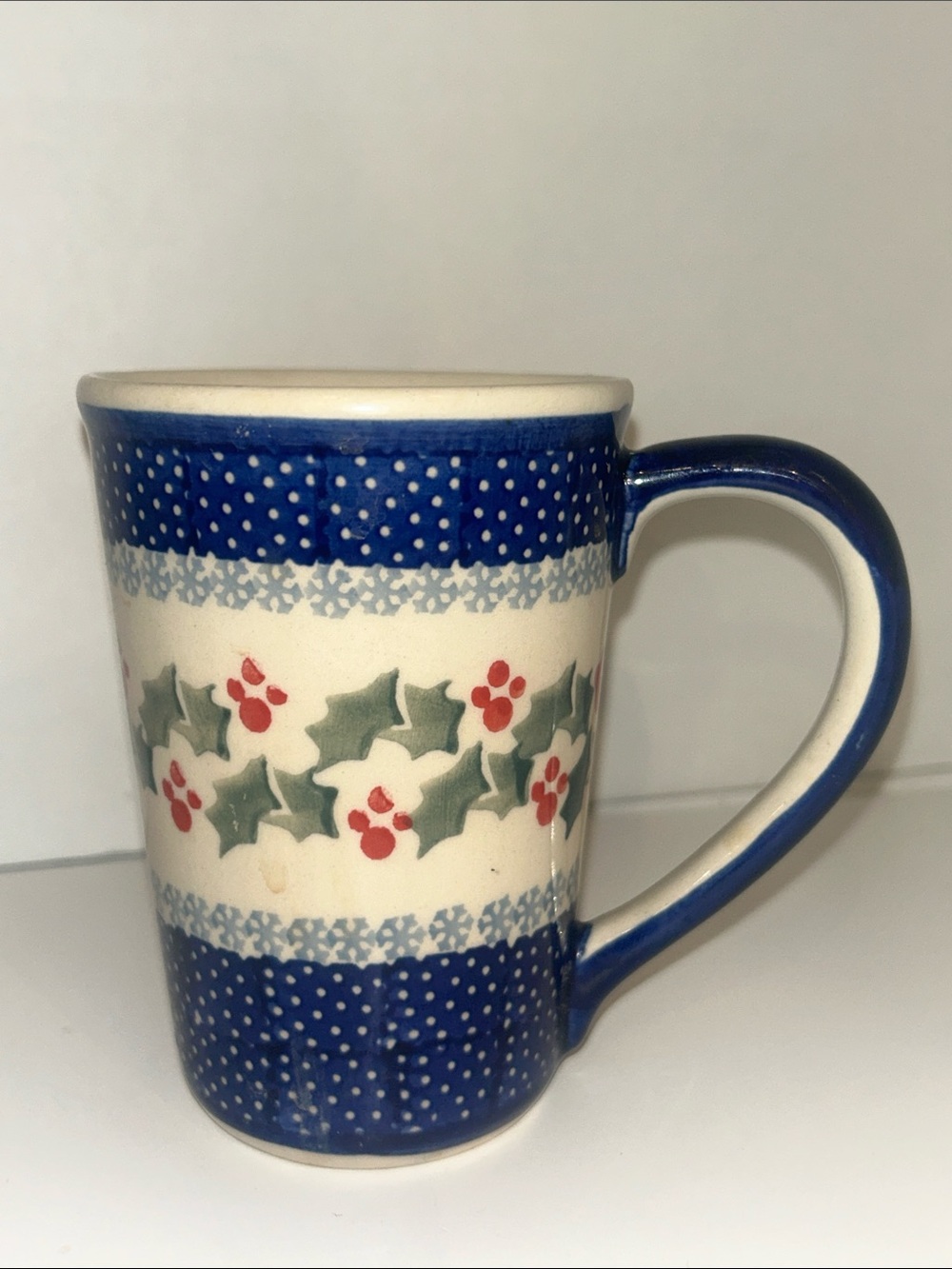 Ceramika Artystyczna Polish pottery coffee cup mug Bolesławiec Poland Christmas